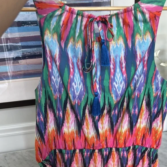 ATHLETA Ikat Martinique Dress LARGE Sleeveless Lightweight Multicolor - Picture 8 of 9